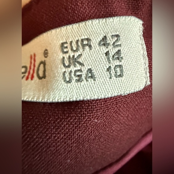 GUZELLA DESIGNER PLEADED BURGUNDY MIDI SKIRT SIZE 10 - Picture 5 of 7